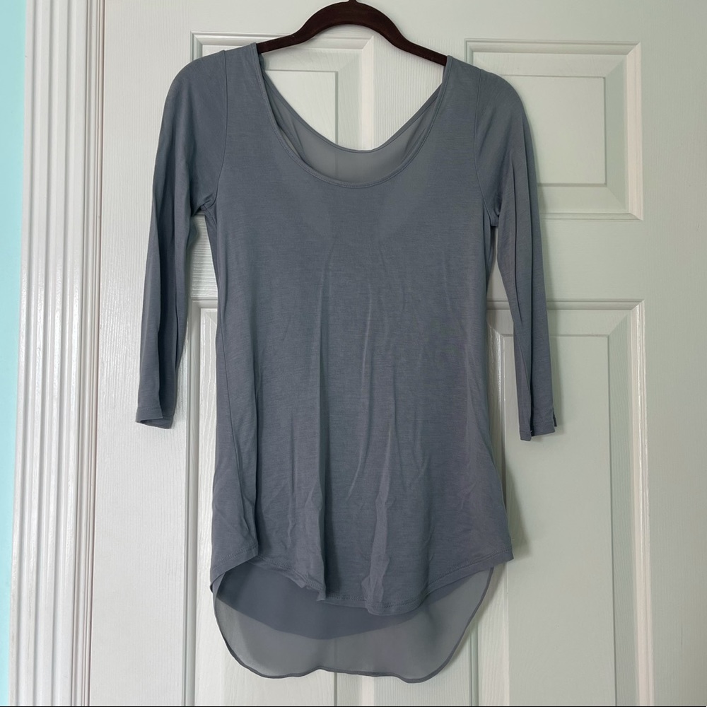 Express Grey 3 Quarter Length Sleeve Shirt